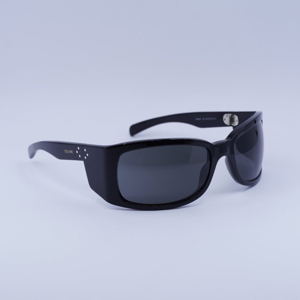 Celine CL40290I 01A Sunglasses Black Geometric Frame, Smoke Lenses - Picture 4 of 10